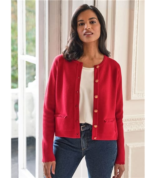 Bright red cardigan ladies best sale