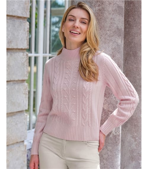 Cable Cashmere Leggings Pale Pink