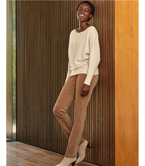 Washed Velvet Straight Leg Trousers