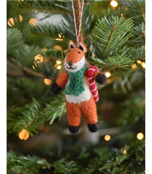 Herr Fox mit Candy Cane Christmas Decoration