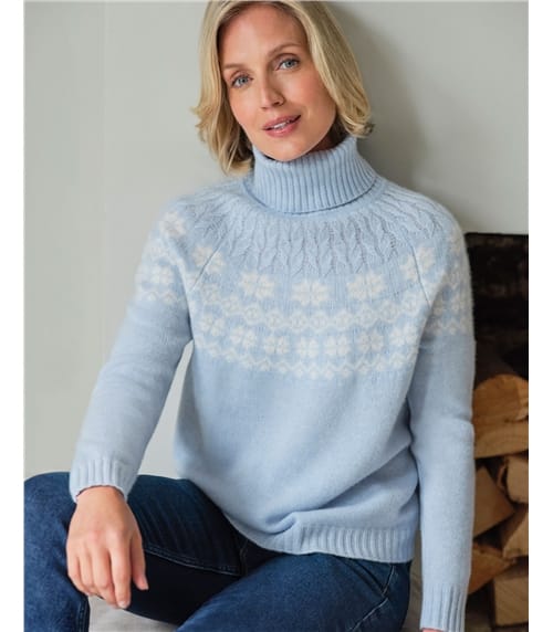 Cashmere Cable Yoke Roll neck Sweater