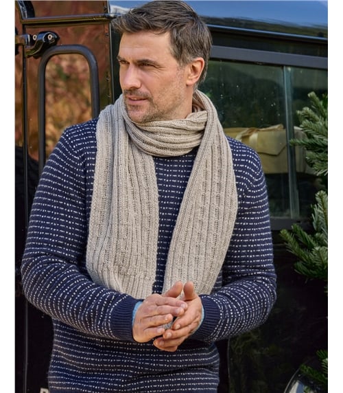 Mens Pure Wool Cable Scarf
