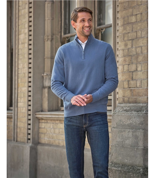 Mens Cashmere Zip Neck Sweater