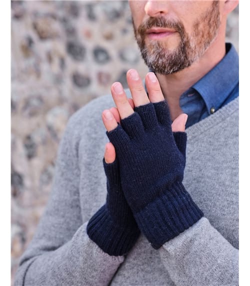 Fingerlose Handschuhe aus Lammwolle für Herren