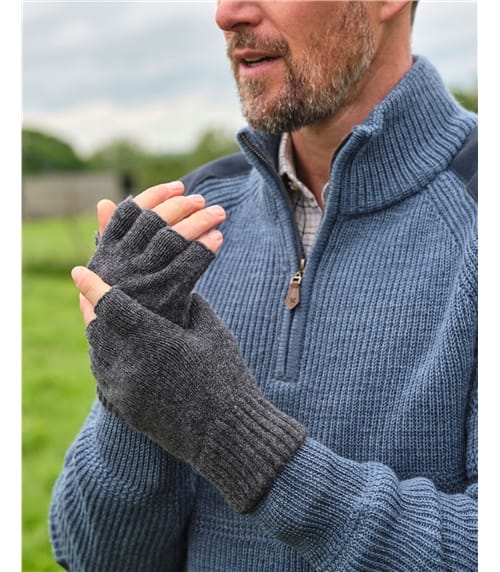 Mens Essential Lambswool Fingerless Glove