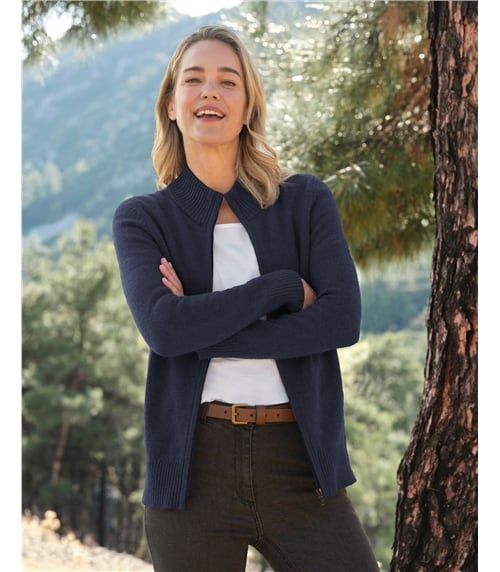 Lambswool Zip Thru Cardigan