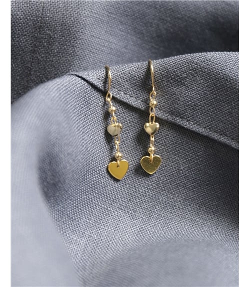 Gold Plated Heart Drop Earring