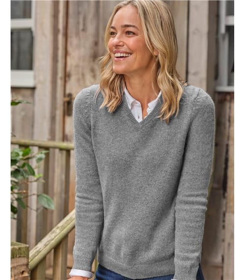 Womens Lambswool V Neck Jumper