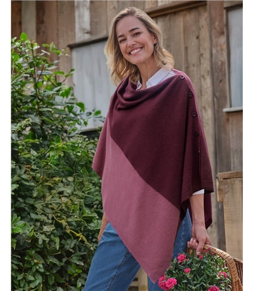 Cashmere Merino Blend Button Poncho