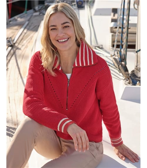 Pull en coton à col zippé