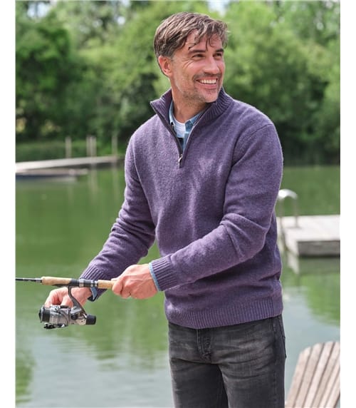 Pull à encolure zippée - Homme -Laine d’agneau certifiée 100% RWS