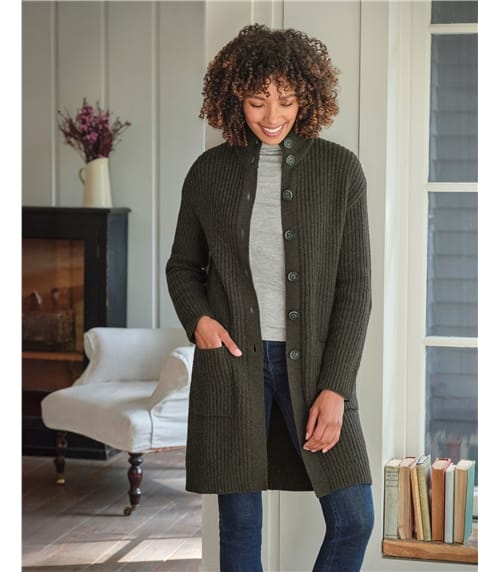 Langstrickjacke mit Knöpfen