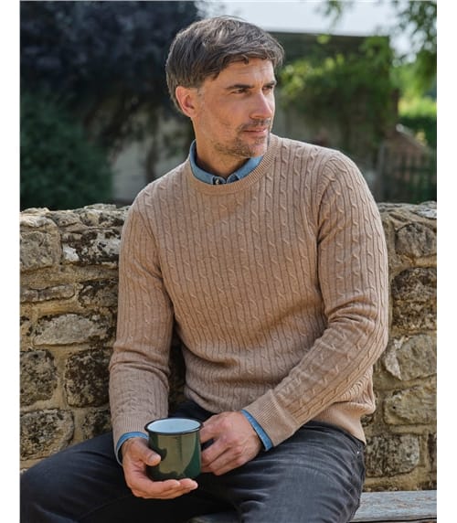 Pull torsadé à col rond - Homme - Cachemire & Mérinos