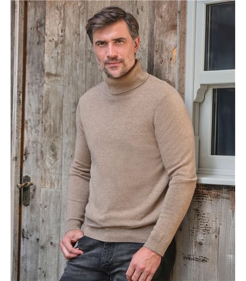 Cashmere and Merino Polo Neck Jumper