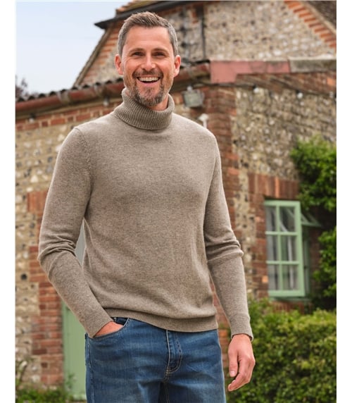 Cashmere and Merino Polo Neck Jumper