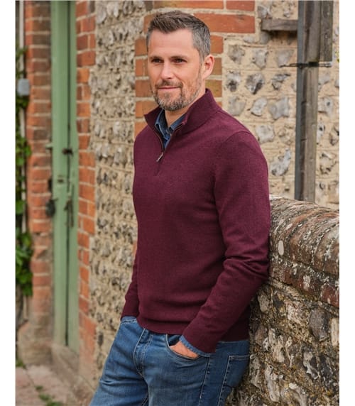 Cashmere and Merino Zip Neck Jumper