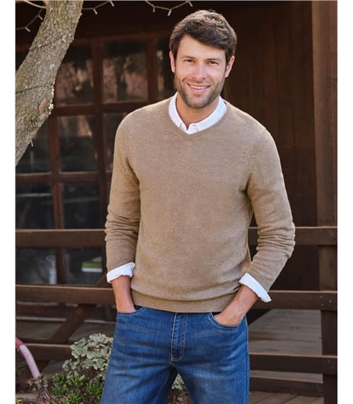 Cashmere & Merino Classic V Neck Knitted Jumper