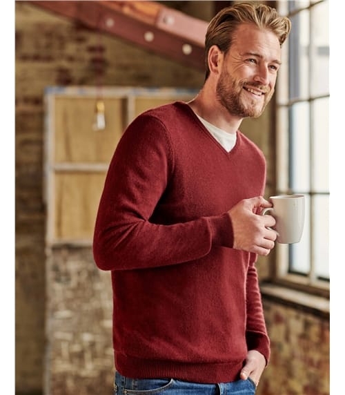 men's red knit sweater