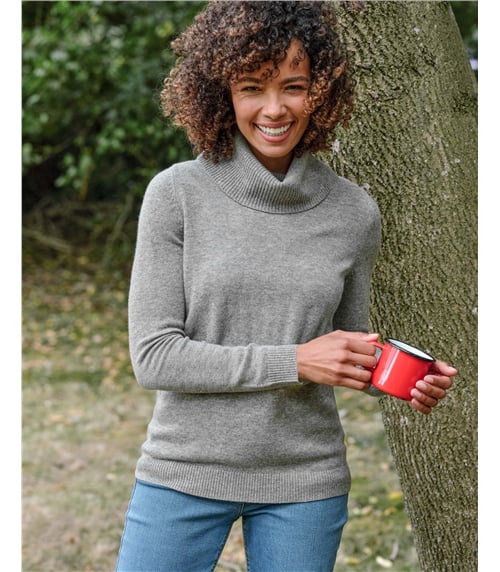 Cashmere And Merino Long Sleeve Cowl Neck Jumper