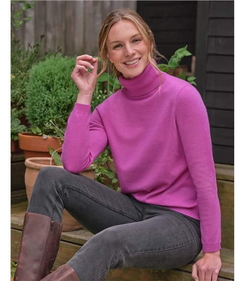 Pull à col roulé ajusté - Femme - Cachemire & mérinos
