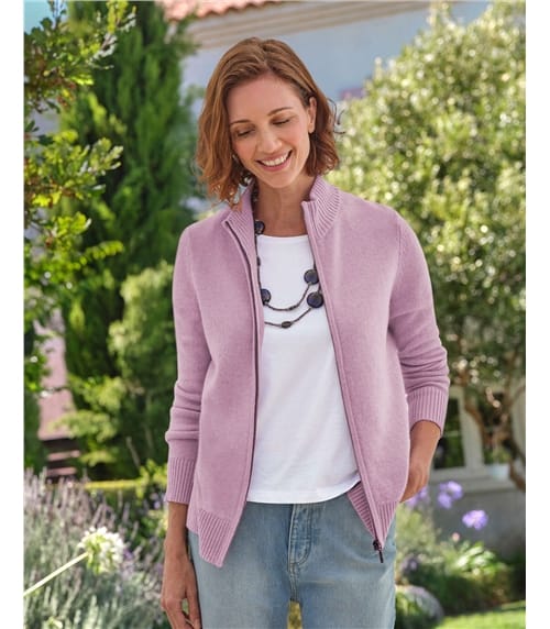 Lambswool Zip Thru Cardigan