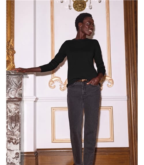  Kaschmir Strickjacke mit Rundhalsausschnit