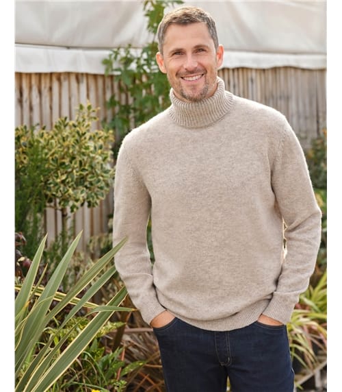Mens Lambswool Polo Neck Jumper