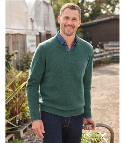 Pullover mit V-Ausschnitt aus Lammwolle für Herren