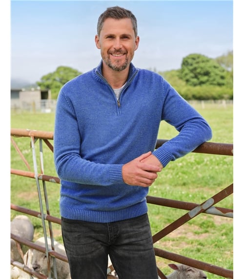 Mens Lambswool Zip Neck Jumper
