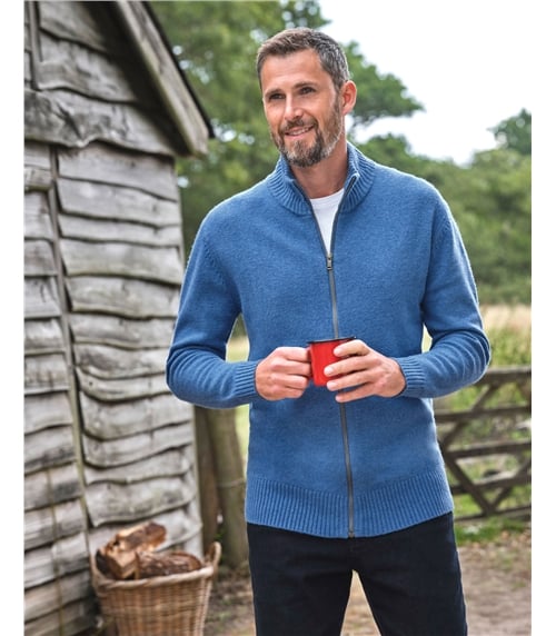 Mens Lambswool Lincoln Zipper Cardigan