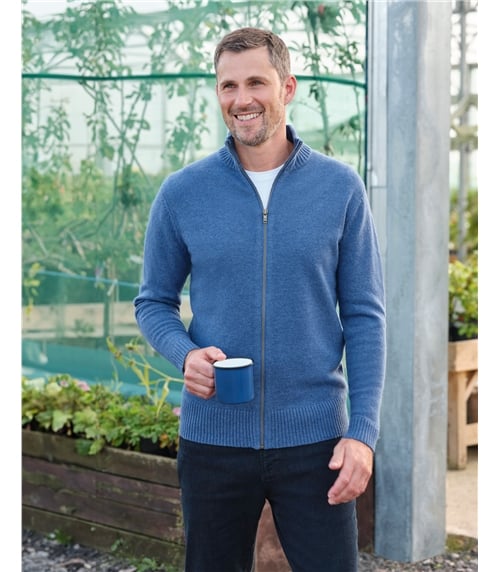 Mens Lambswool Lincoln Zipper Cardigan