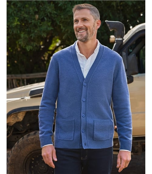 Strickjacke mit V-Ausschnitt aus Lammwolle für Herren