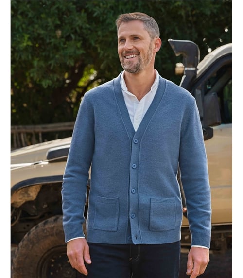 Strickjacke mit V-Ausschnitt aus Lammwolle für Herren