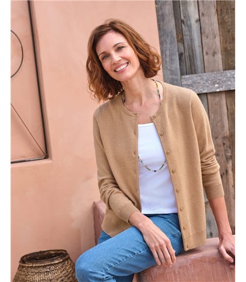 Cashmere Merino Crew Neck Cardigan