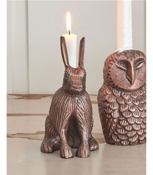 Cast Aluminium Hare Candle Holder
