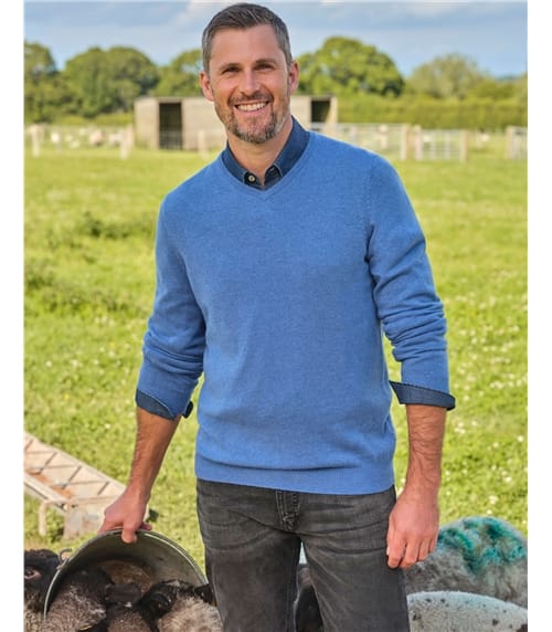 Cashmere & Merino Classic V Neck Knitted Jumper