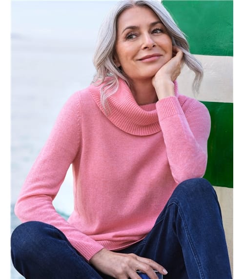 Cashmere And Merino Long Sleeve Cowl Neck Jumper