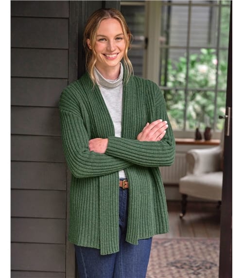 Rib Shawl Collar Edge To Edge Cardigan