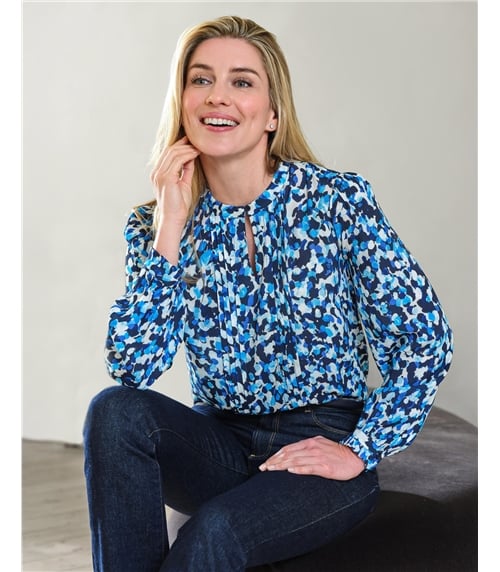 Woven Blouse With Keyhole Detail