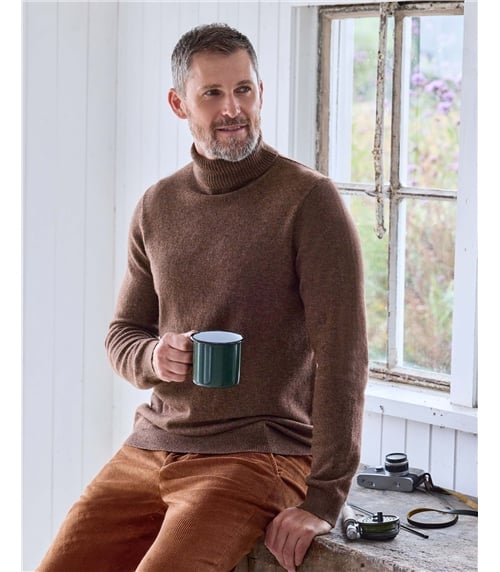 Cashmere and Merino Polo Neck Jumper
