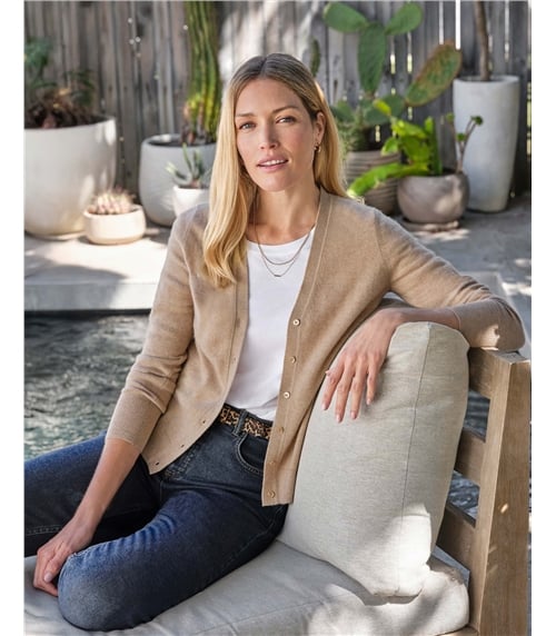 Kaschmir Strickjacke mit V-Ausschnitt