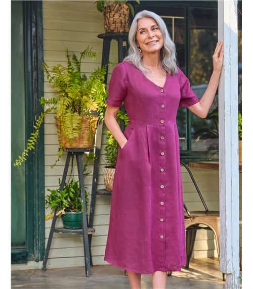 Leinenkleid mit Knopfleiste