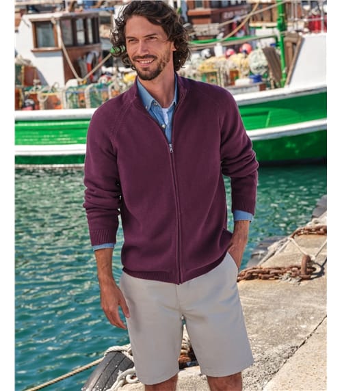 Cardigan zippé essentiel en coton - Homme