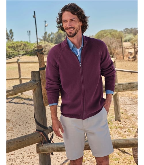 Cardigan zippé essentiel en coton - Homme