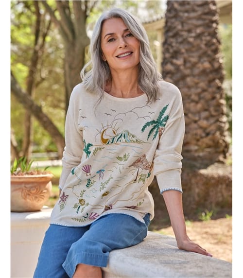 Tropical Embroidered Jumper