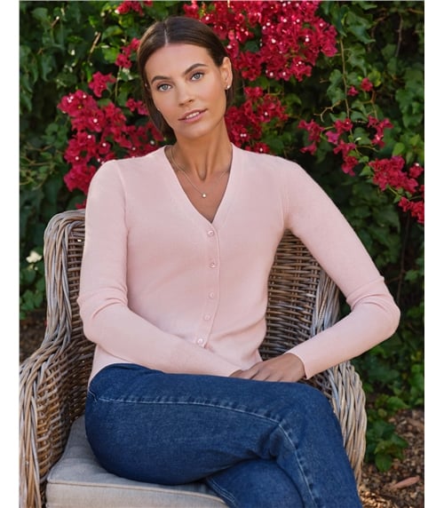 Kaschmir Strickjacke mit V-Ausschnitt