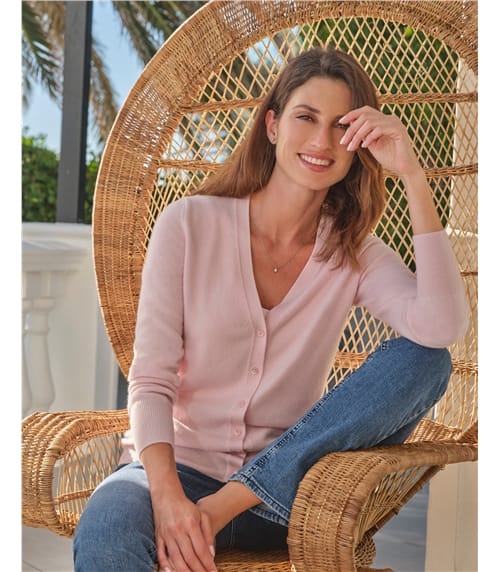 Kaschmir Strickjacke mit V-Ausschnitt