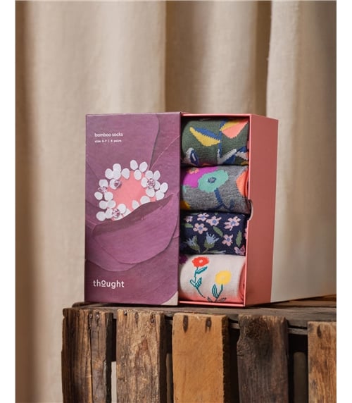 Socken-Geschenkbox (4 Paar), floral – Flavia 