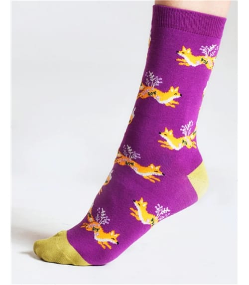 Lilac/Pink/Green, Womens Bamboo Floral Sock