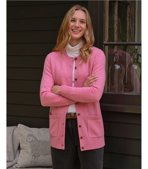 Lambswool Ladies Crew Neck Cardigan